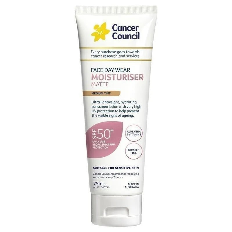 Cancer Council Matte Moisturizing Sunscreen SPF50+ 75ml Matte Version for Face (Recommended by the Australian Cancer Council)