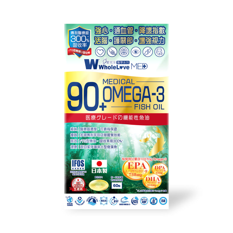 WholeLoveMed - WholeLoveMed Medical Series Ultra Pure 90+ Medical Grade Omega 3 Fish Oil Pills 60 capsules Mannings Edition