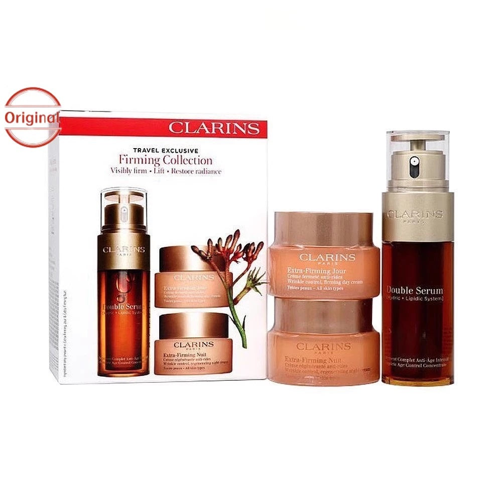 CLARINS - Revitalizing Double Essence & Rejuvenating Firming Day Cream & Night Cream (50ml) Travel Set