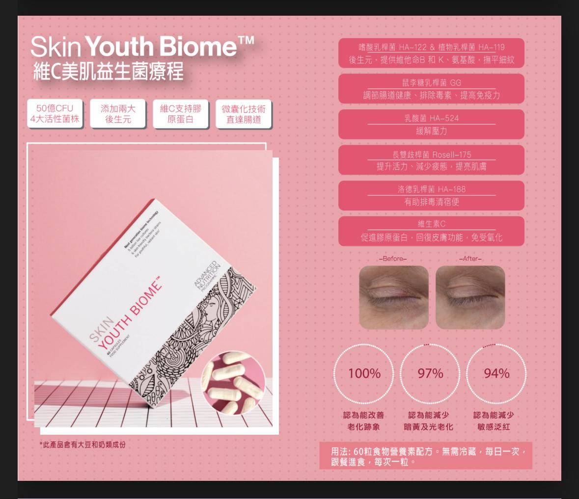 Advanced nutrition program Skin youth biome vitamin C skin-beautifying probiotic treatment 60 capsules
