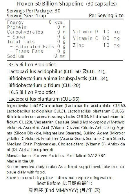 PROVEN - 500億修身益菌配方 30粒 Exp:08/2025