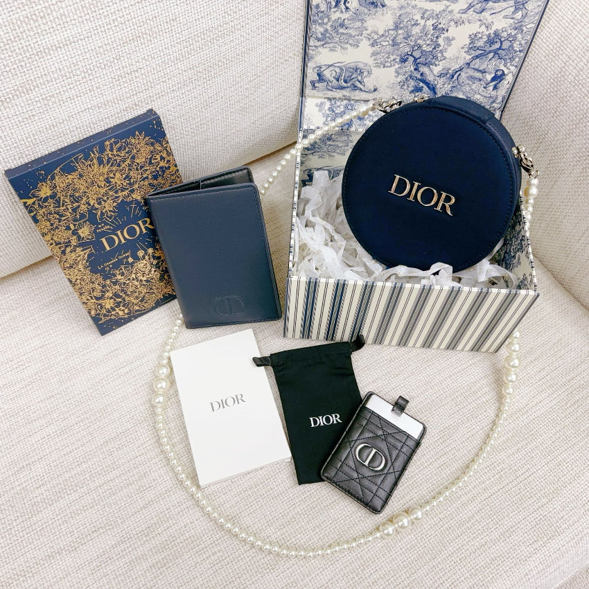 DIOR Beauty round mirrored makeup handbag gift set