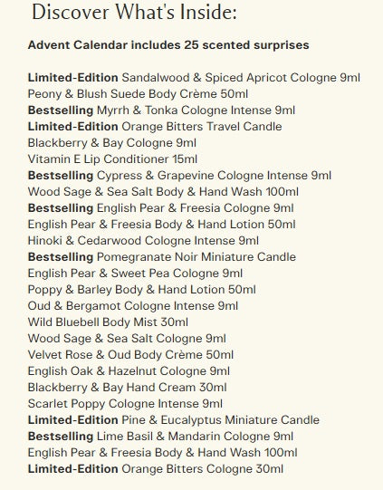 2025 JO MALONE 祖馬龍 聖誕倒數日曆 Advent  Calendar